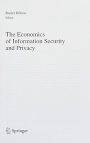Front cover of Economics of Information Security and Privacy by Rainer Böhme
