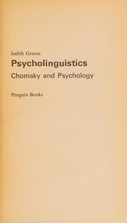 Cover of Psycholinguistics by Judith S. Green