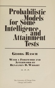 Cover of Probabilistic models for some intelligence and attainment tests by G. Rasch
