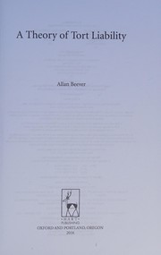 Front cover of Theory of Tort Liability by Allan Beever