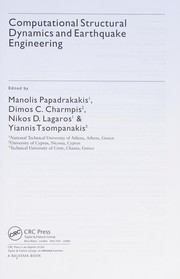 Cover of Computational structural dynamics and earthquake engineering by Manolis Papadrakakis
