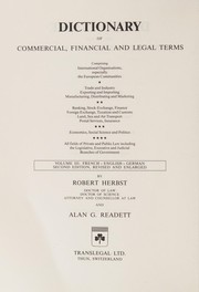 Cover of Dictionary of commercial, financial and legal terms by Robert Herbst