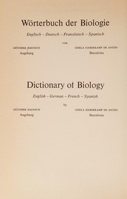 Front cover of Dictionnaire de la biologie by Günther Haensch