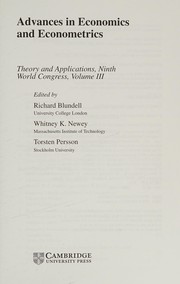 Cover of Advances in economics and econometrics by Econometric Society. World Congress.