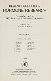 Cover of Recent Progress in Hormone Research by Roy O. Greep