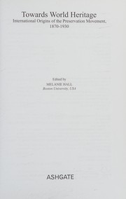 Front cover of Towards world heritage by Melanie Hall
