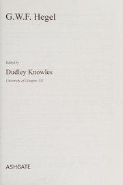 Cover of G.W.F. Hegel by Dudley Knowles