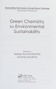 Front cover of Green chemistry for environmental sustainability by Sanjay Kumar Sharma