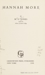 Front cover of Hannah More by Mary Gwladys Jones