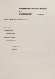Front cover of Professional resource book to accompany Psychology by Carol Woodward
