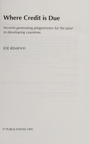 Cover of Where credit is due by Joe Remenyi