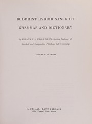 Front cover of Buddhist Hybrid Sanskrit grammar and dictionary by Franklin Edgerton