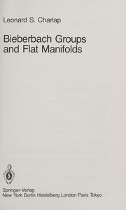 Front cover of Bieberbach groups and flat manifolds by Leonard S. Charlap