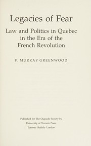 Front cover of Legacies of fear by F. Murray Greenwood