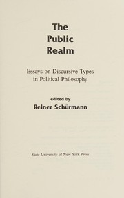 Front cover of The Public Realm by Reiner Schürmann