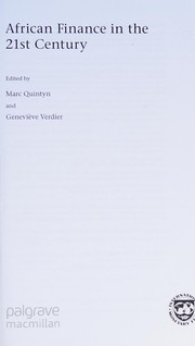 Front cover of African finance in the 21st century by Marc Quintyn