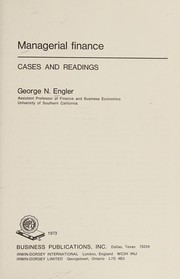 Cover of Managerial finance; cases and readings by George N. Engler