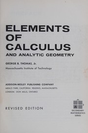 Front cover of Elements of calculus and analytic geometry by George Brinton Thomas
