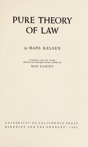 Front cover of Pure Theory of Law by Hans Kelsen