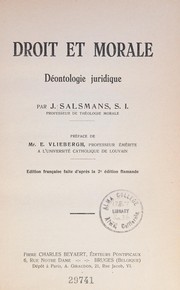 Cover of Droit et morale by J. Salsmans