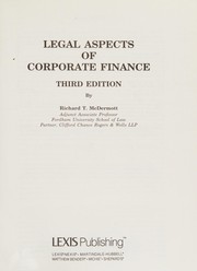 Front cover of Legal aspects of corporate finance by Richard T. McDermott