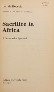 Cover of Sacrifice in Africa by Luc de Heusch