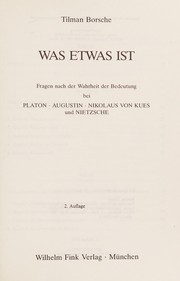 Cover of Was etwas ist by Tilman Borsche