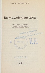 Front cover of Introduction au droit by Jean-Luc Aubert