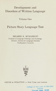 Front cover of Development and disorders of written language by Myklebust, Helmer R.