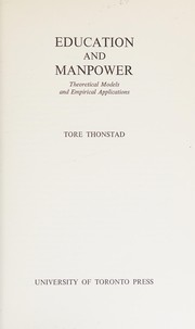 Cover of Education and manpower by Tore Thonstad