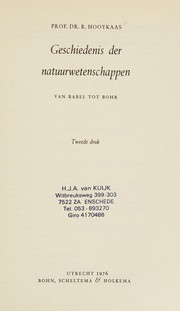Cover of Geschiedenis der natuurwetenschappen by R. Hooykaas
