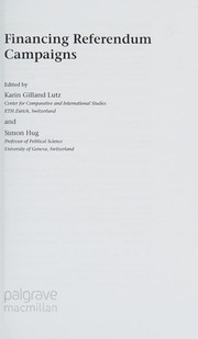 Front cover of Financing referendum campaigns by Karin Gilland Lutz