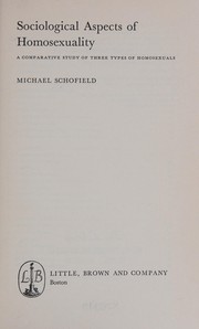 Front cover of Sociological Aspects of Homosexuality by Michael George Schofield