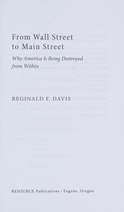 Front cover of From Wall Street to Main Street by Reginald F. Davis
