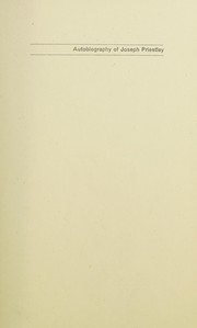 Front cover of Autobiography of Joseph Priestley by Joseph Priestley