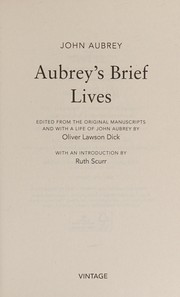 Cover of Aubrey's brief lives by John Aubrey