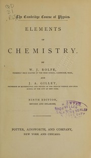 Front cover of Elements of chemistry by W.J. Rolfe