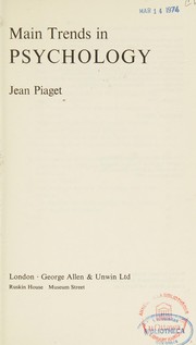 Front cover of Main trends in psychology by Jean Piaget