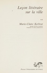 Cover of Leçon littéraire sur la ville by Marie-Claire Kerbrat