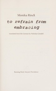 Front cover of zum fernbleiben der umarmung by Monika Rinck