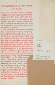 Front cover of The psychology of perception by D. W. Hamlyn