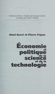 Front cover of Économie et politique de la science et de la technologie by Rémi Barré