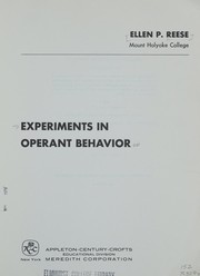 Cover of Experiments in operant behavior by Ellen P. Reese