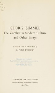 Cover of The conflict in modern culture by Georg Simmel