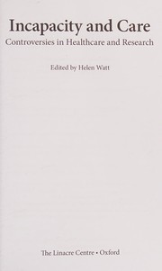 Front cover of Incapacity and Care by Helen Watts