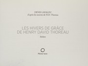 Front cover of Les hivers de grâce de Henry David Thoreau by Denis Lavalou