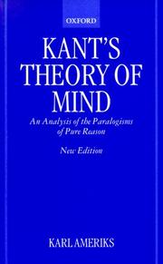 Cover of Kant's theory of mind by Karl Ameriks