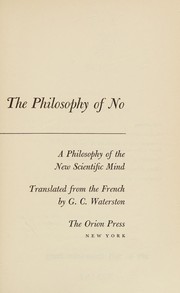 Cover of The philosophy of no by Gaston Bachelard