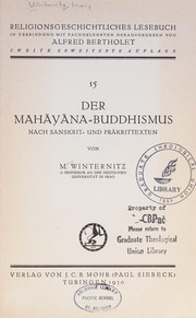 Front cover of Der mahāyāna-buddhismus by Moritz Winternitz