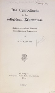 Front cover of Das Symbolische in der religiösen Erkenntnis by Emil Brunner